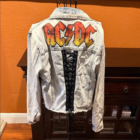 AC/DC Jackets & Blazers - Medium AC/DC Denim Jacket with Corset back and Embroidered Patch